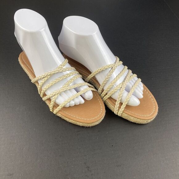 Madewell Women’s Kathryn Braided Leather Espadrille Slide Sandals Ivory Size 9 - Picture 2 of 16